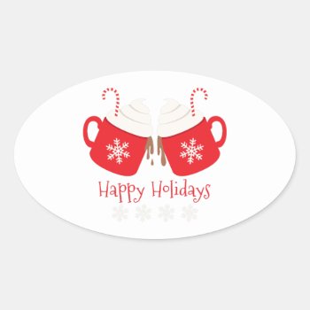 Happy Holidays Oval Sticker by HopscotchDesigns at Zazzle