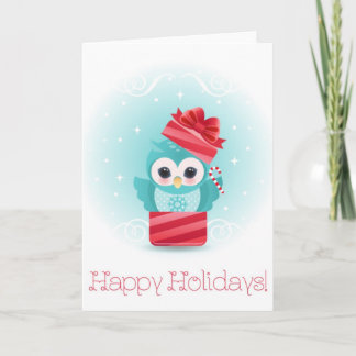 Happy Holidays owl Holiday Card