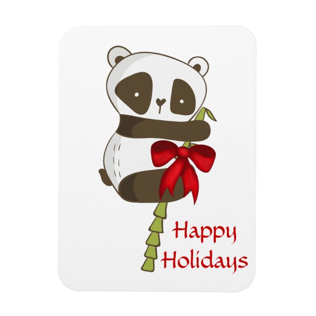 Happy Holidays Panda Magnet (Vertical)