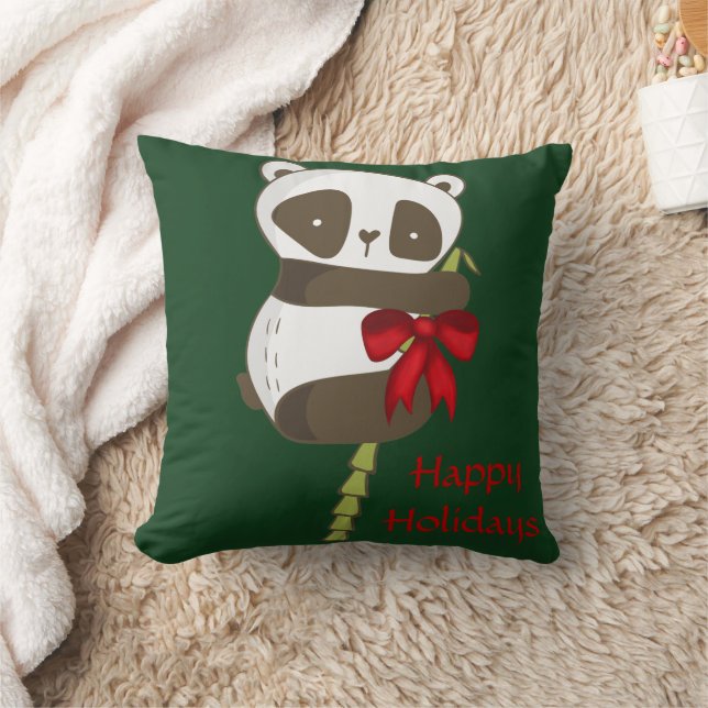 Happy Holidays Panda Throw Pillow (Blanket)