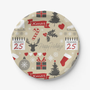 Happy Holidays Paper Plates