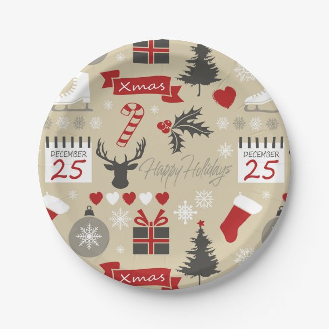 Happy Holidays Paper Plates (Front)