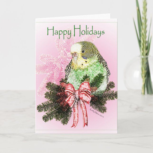 Happy Holidays Parakeet Card (Front)