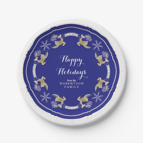 Happy Holidays Party Let it Snow Leaping Reindeer Paper Plates