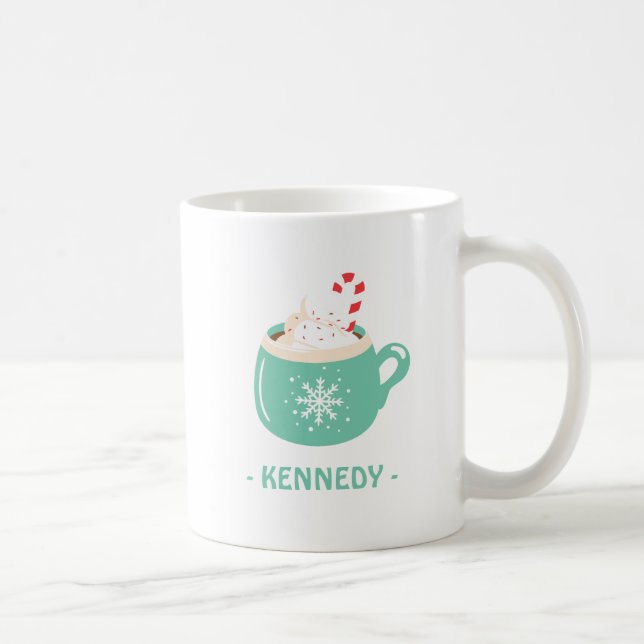 Happy Holidays Pastel Blue Hot Chocolate Cup (Right)