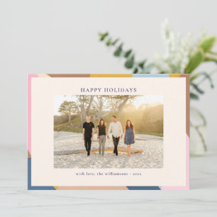 Happy Holidays Pastel Color Block Photo Modern Holiday Card