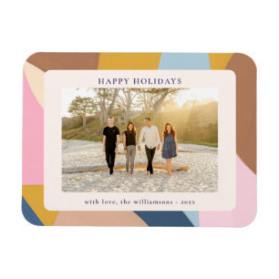 Happy Holidays Pastel Color Block Photo Modern Magnet