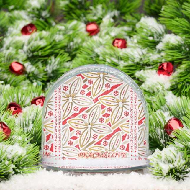HAPPY HOLIDAYS | Peace&Love | Poinsettia w/Angel | Snow Globe (Christmas)