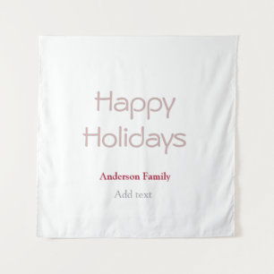 happy holidays peach gray family name date pastel  tapestry