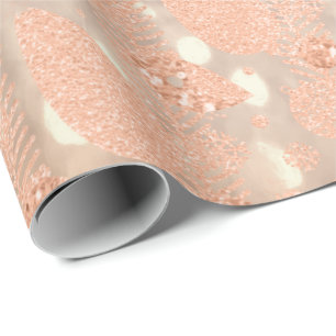 Happy Holidays Peach Rose Gold Glitter Christmas Wrapping Paper