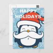 Happy Holidays Penguin Mustache Trend Holiday Postcard (Front/Back)