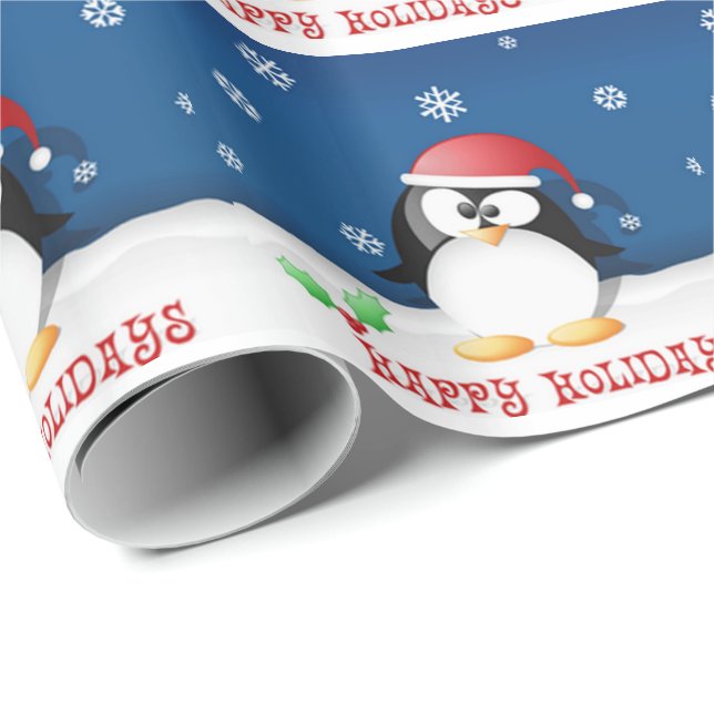 Happy Holidays Penguin Wrapping Paper (Roll Corner)