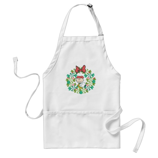 Happy Holidays | Peppermint Candy Wreath Adult Apron (Front)