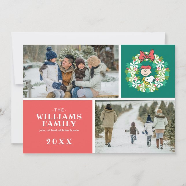 Happy Holidays | Peppermint Candy Wreath Holiday Card (Front)