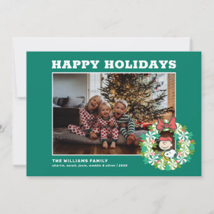 Happy Holidays   Peppermint Candy Wreath Holiday Card
