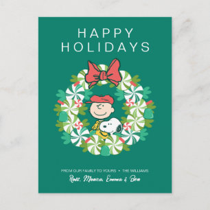 Happy Holidays   Peppermint Candy Wreath Holiday Postcard