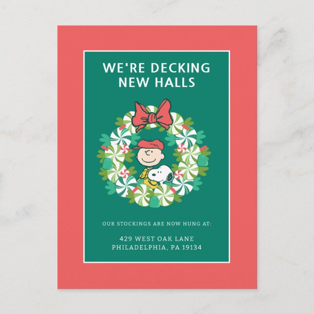 Happy Holidays | Peppermint Candy Wreath Holiday Postcard (Front)