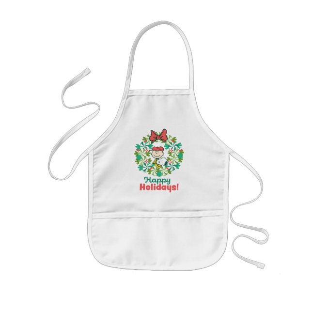 Happy Holidays | Peppermint Candy Wreath Kids' Apron (Front)