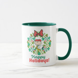 Happy Holidays Peppermint Candy Wreath Mug