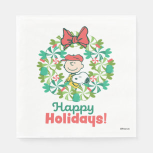 Happy Holidays Peppermint Candy Wreath Napkins