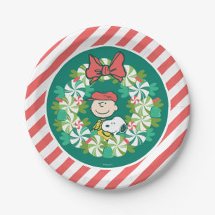 Happy Holidays   Peppermint Candy Wreath Paper Plates