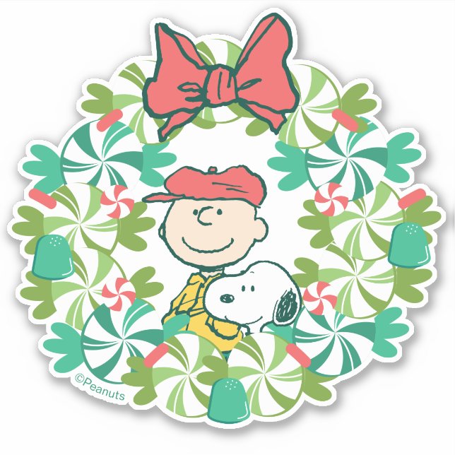 Happy Holidays | Peppermint Candy Wreath Sticker (Front)