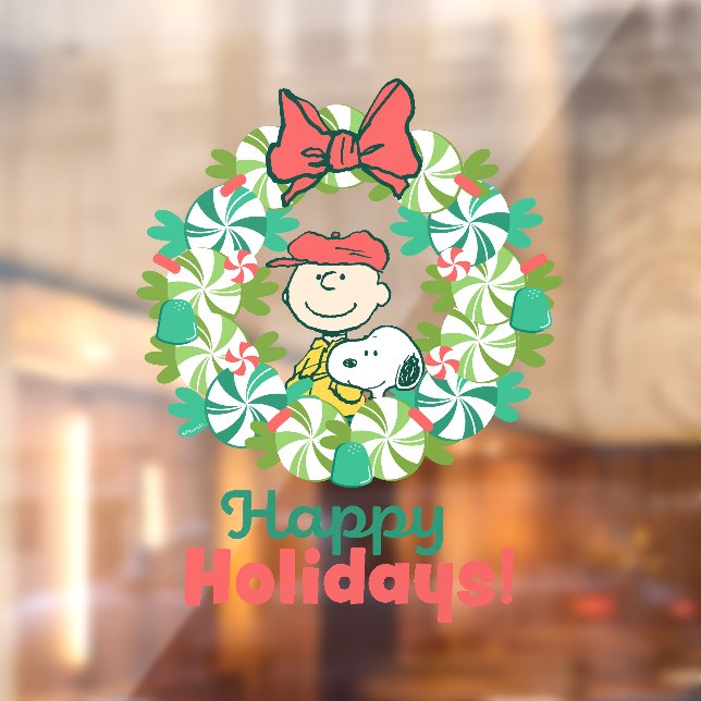 Happy Holidays | Peppermint Candy Wreath Window Cling (Sheet 2)