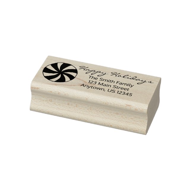 Happy Holidays Peppermint Christmas Candy Mint Rubber Stamp (Stamp)