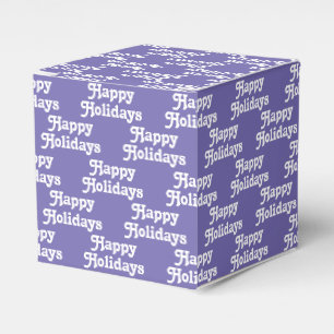 "Happy Holidays" periwinkle white Holiday Gift Favor Boxes
