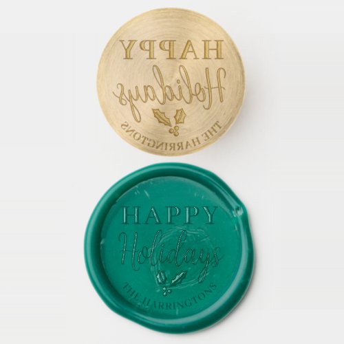 Happy Holidays Personalize Solid Brass Wax Stamper