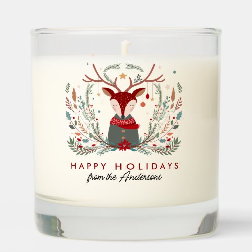 Happy Holidays Personalized Boho Reindeer Scented Candle