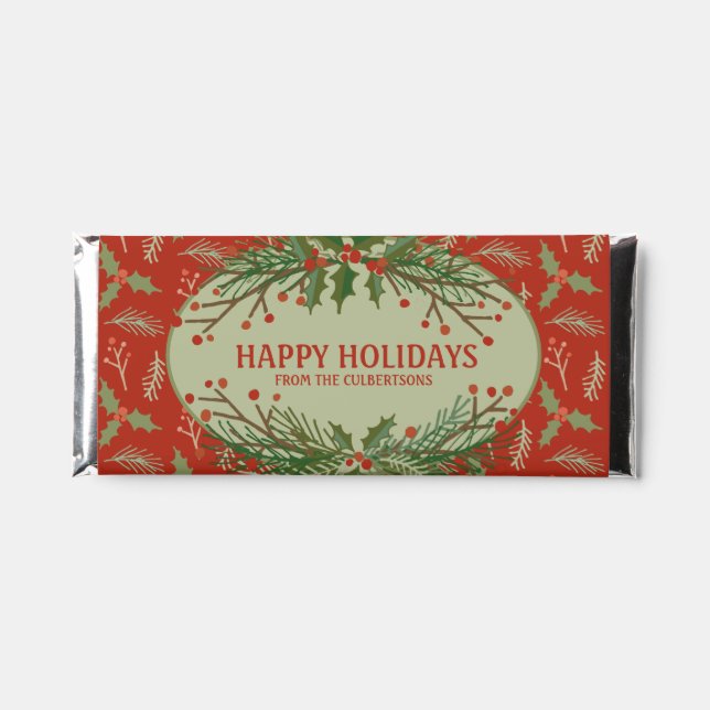 Happy Holidays Personalized Chocolate Bar (Front)