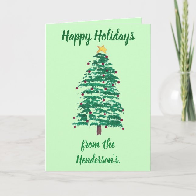 Happy Holidays Personalized Christmas Tree Cards (Front)