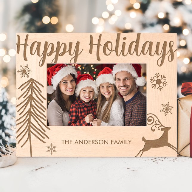 Happy Holidays Personalized Family Christmas Engraved Frames (Creator Uploaded)