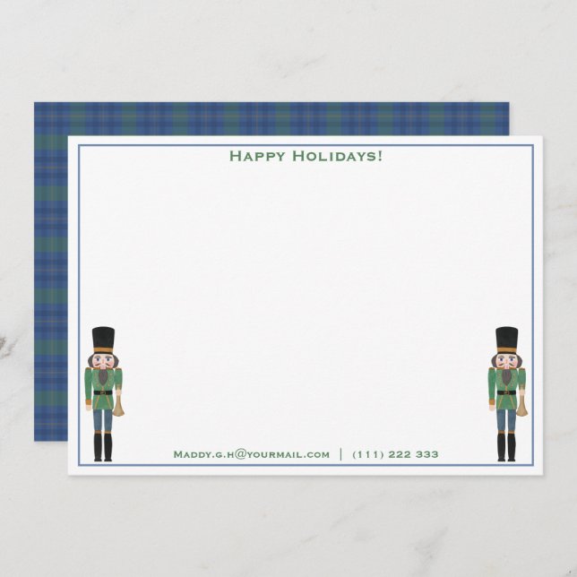 Happy Holidays Personalized Green Blue Nutcracker  Holiday Card (Front/Back)