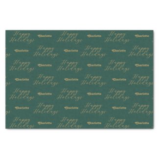 Happy Holidays Personalized Name Traditional Green