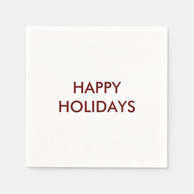 Happy Holidays Personalized Paper Napkins (Front)