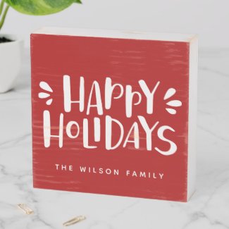 Happy Holidays - Personalized Red Christmas
