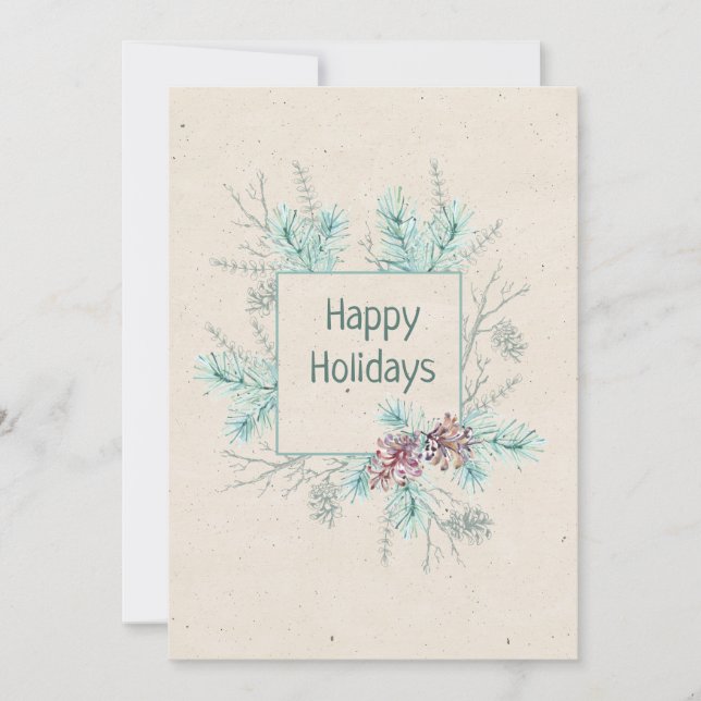 Happy Holidays Personalized Sentiment & Signature Holiday Card (Front)