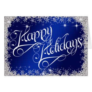 Happy Holidays PERSONALIZED Stunning Royal Blue Card 