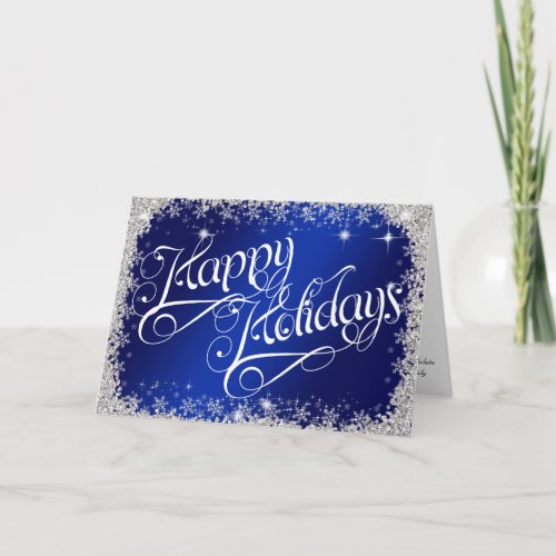 Happy Holidays PERSONALIZED Stunning  Royal Blue Holiday Card
