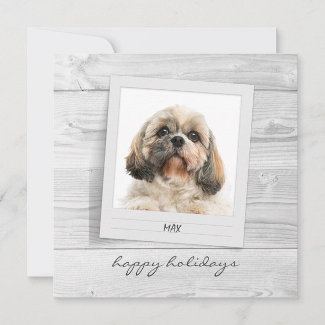 Happy Holidays Pet Photo Frame Personalized Card (Front)