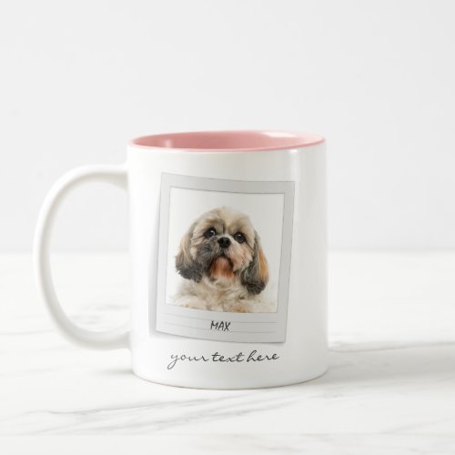 Happy Holidays Pet Photo Frame Personalized Dog Two_Tone Coffee Mug