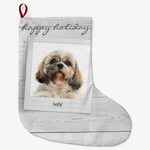 Happy Holidays Pet Photo Frame Personalized Large Christmas Stocking