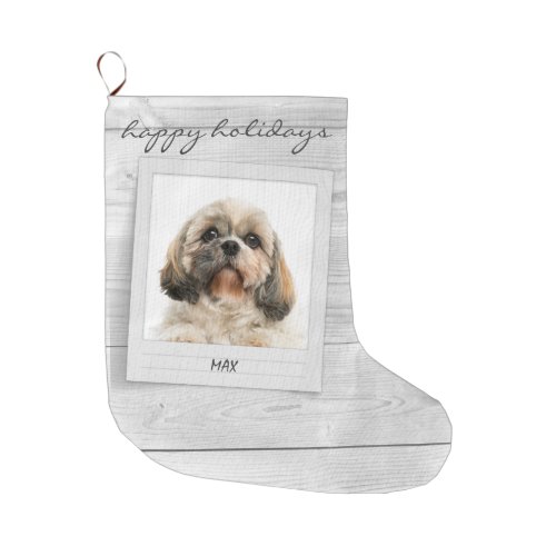 Happy Holidays Pet Photo Frame Personalized Large Christmas Stocking