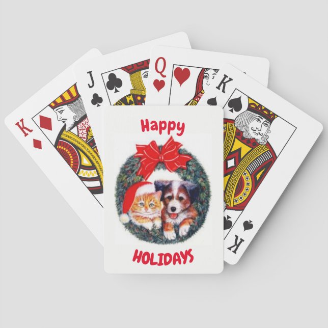 Happy Holidays Pets Poker Cards (Back)