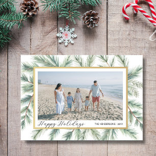 Happy Holidays Photo, Beautiful Framed Foliage Holiday Postcard