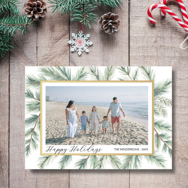 Happy Holidays Photo, Beautiful Framed Foliage Holiday Postcard (Creator Uploaded)