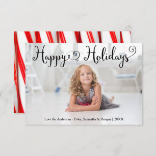 Happy Holidays Photo Candy Cane -3x5Christmas Card