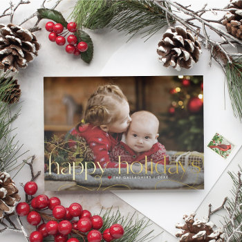 Happy Holidays Photo Card Gold Foil Holiday Card by BanterandCharm at Zazzle